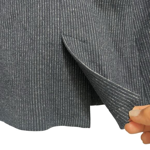 Massimo Dutti Navy Blue Pin-Stripe Wool Blazer Jacket Size US 6 - Picture 10 of 12